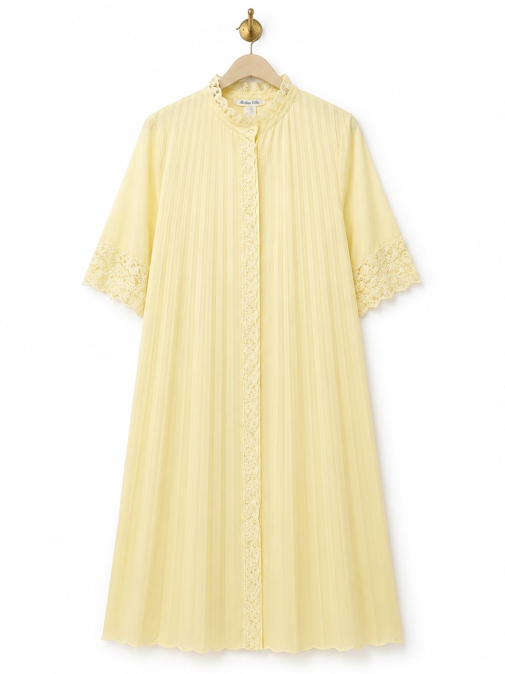 Eve Stillman Originals Yellow Embroidered Nightgown M 47 Bust